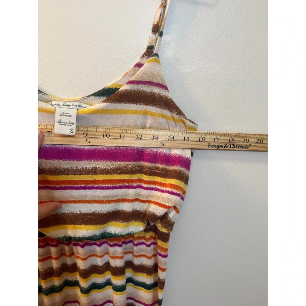 American Rag Cie Maxi Dress Small Multi‎ Color Striped Boho Blouson Summer Beach